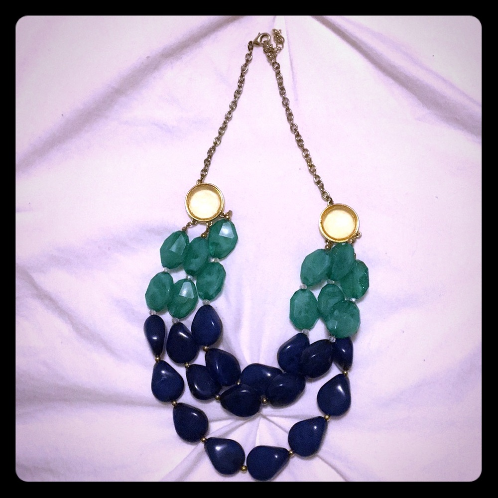 Statement Necklace with Green & Blue Stones